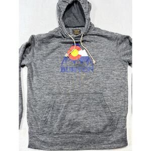 Burton Colorado Graphic Hoodie Gray Heather Fleece Ski Bum Gorp Pullover Sz Med